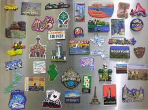 fridge with souvenir magnets